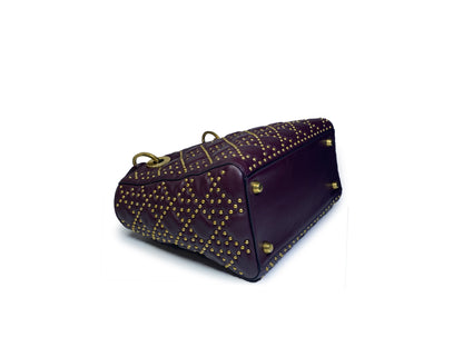 Christian Dior Lady Dior Cannage Studded Burgundy