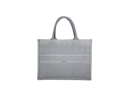 Christian Dior Book Tote Cannage Embroidered Medium Grey