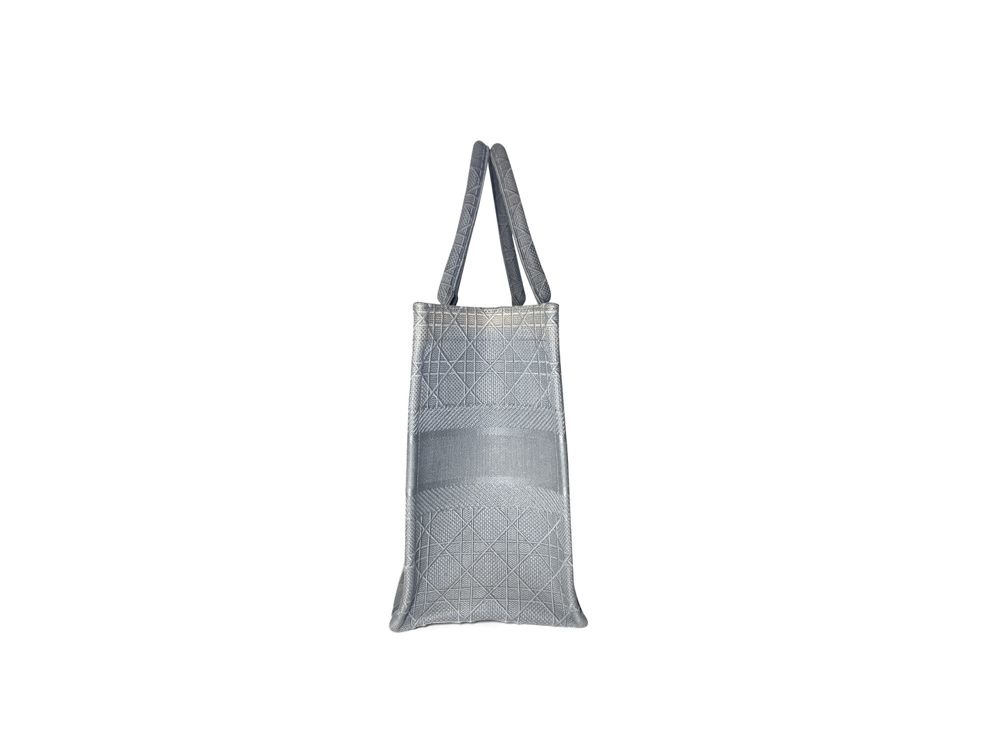 Christian Dior Book Tote Cannage Embroidered Medium Grey