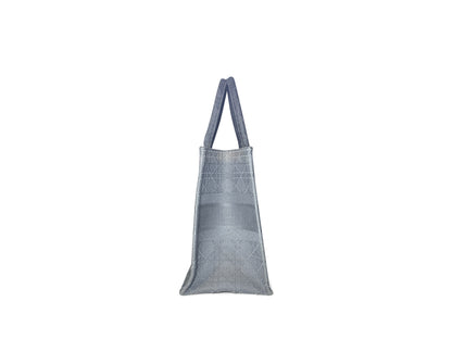 Christian Dior Book Tote Cannage Embroidered Medium Grey