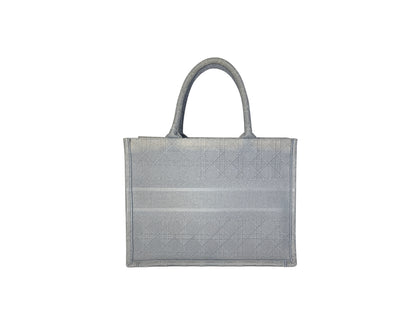 Christian Dior Book Tote Cannage Embroidered Medium Grey
