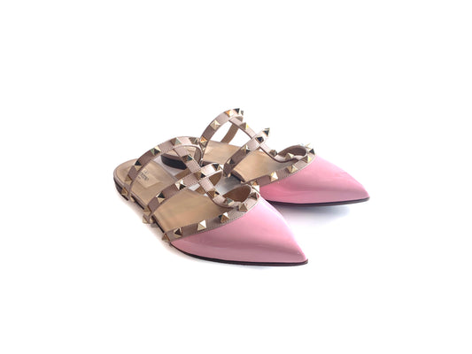 Valentino Rockstud Ballet Flat Patent Pink 38