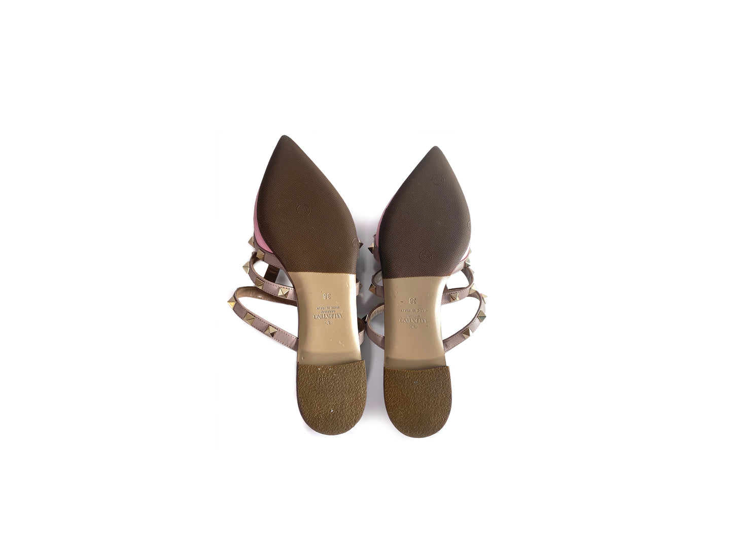 Valentino Rockstud Ballet Flat Patent Pink 38