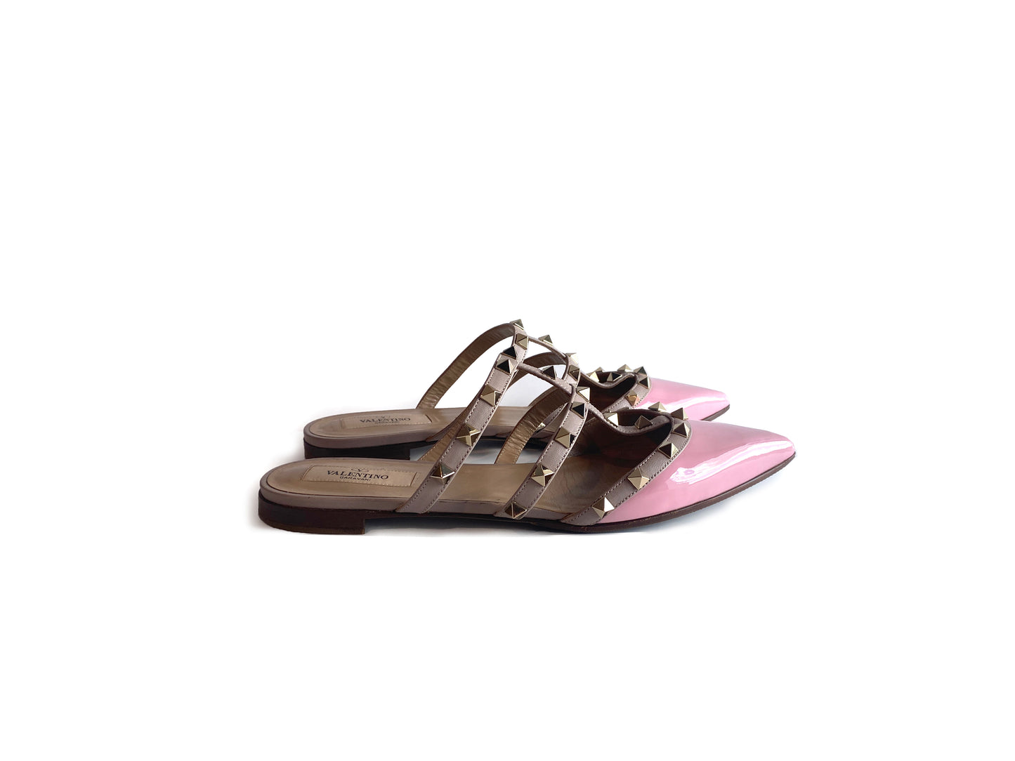 Valentino Rockstud Ballet Flat Patent Pink 38