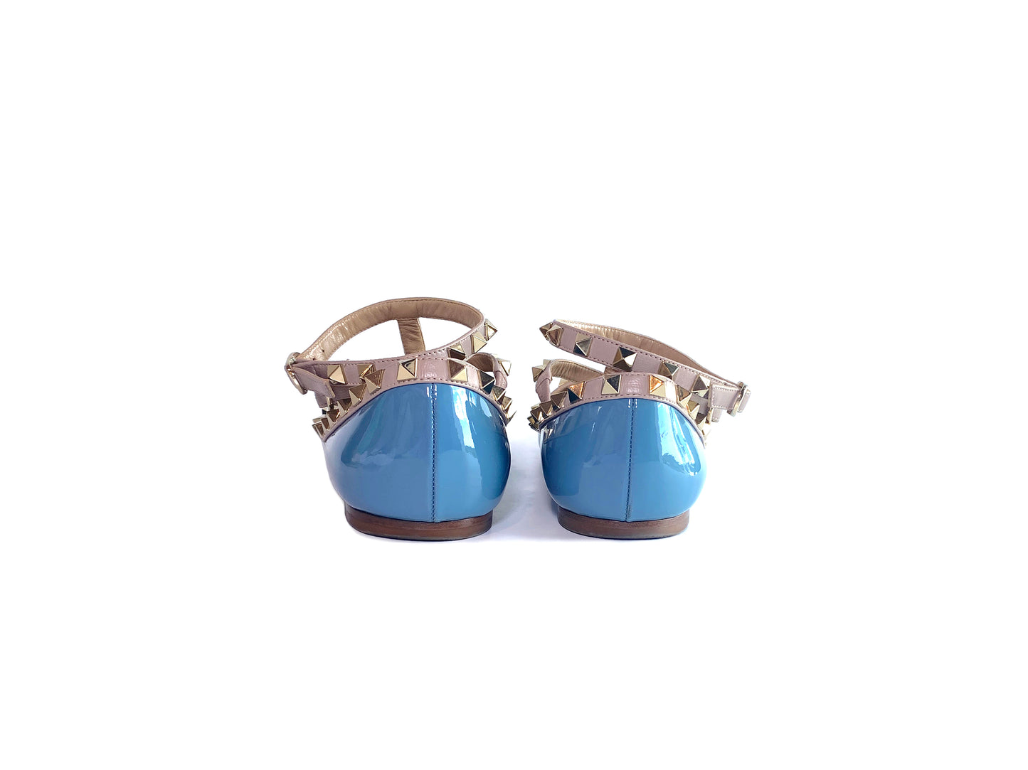 Valentino Rockstud Caged Flat Patent Blue 38