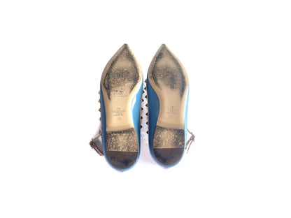 Valentino Rockstud Caged Flat Patent Blue 38