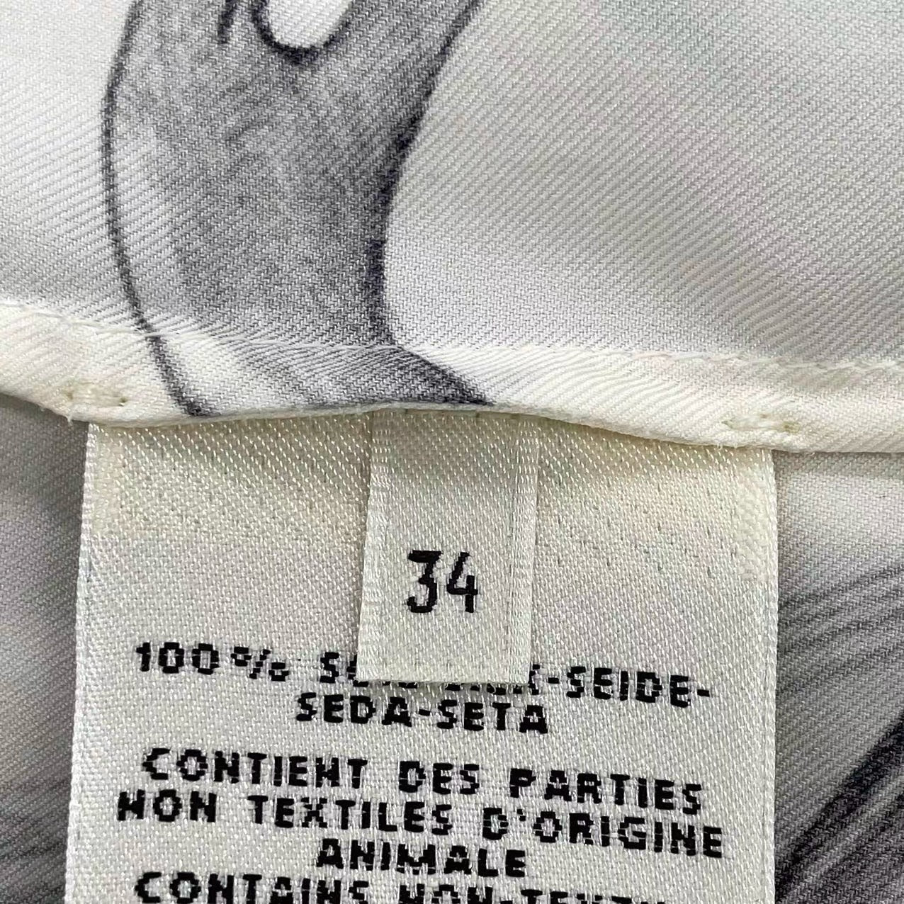 Hermes Printed Silk Shirt Size 34