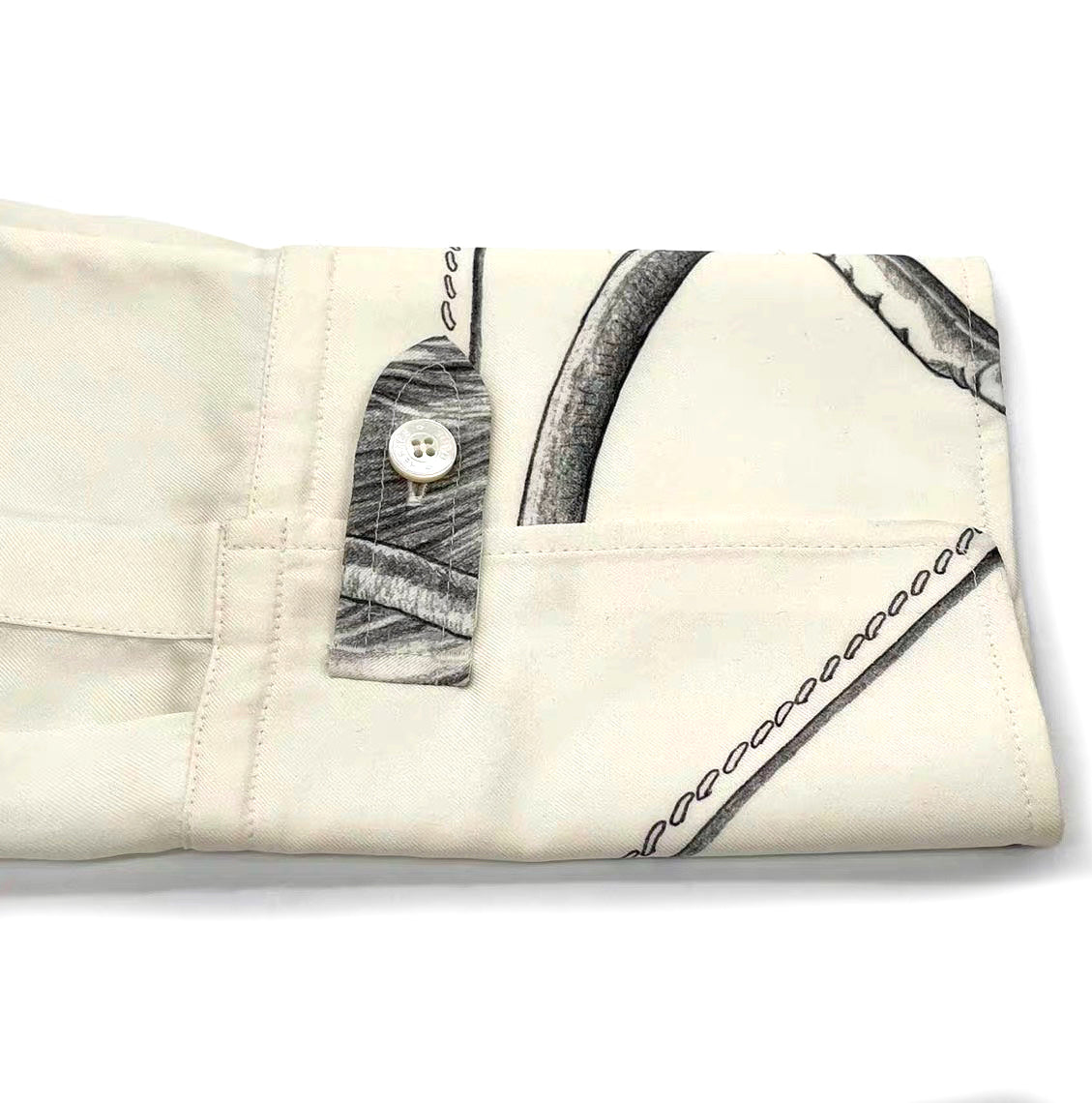 Hermes Printed Silk Shirt Size 34