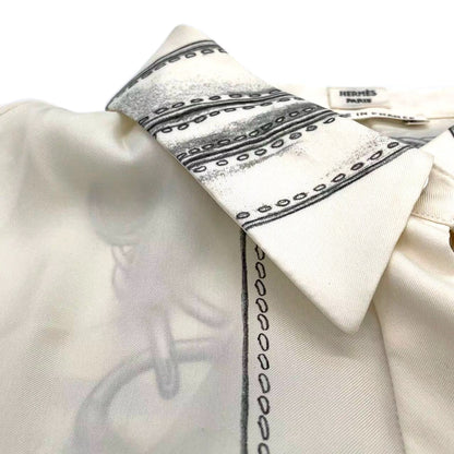 Hermes Printed Silk Shirt Size 34