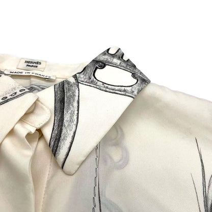 Hermes Printed Silk Shirt Size 34