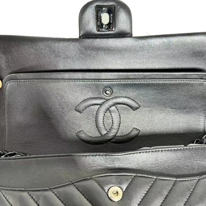Chanel Medium Double Flap Chevron So Black