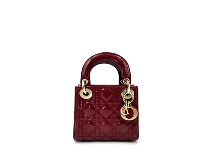 Christian Dior Lady Mini Chain Patent Red