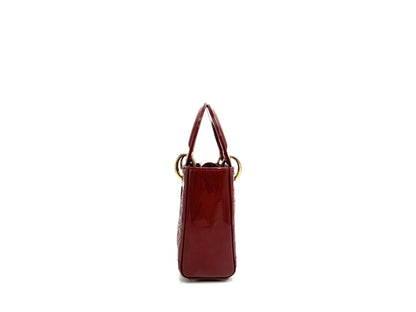 Christian Dior Lady Mini Chain Patent Red