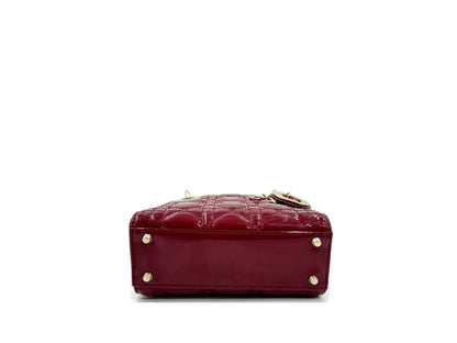 Christian Dior Lady Mini Chain Patent Red