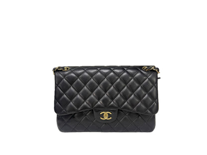Chanel Jumbo Black Lambskin Classic Double Flap