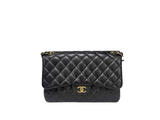 Chanel Jumbo Black Lambskin Classic Double Flap