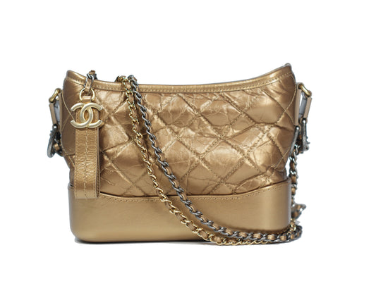 Chanel Gabrielle Aged Calf Skin Bronze Chain Bag Small