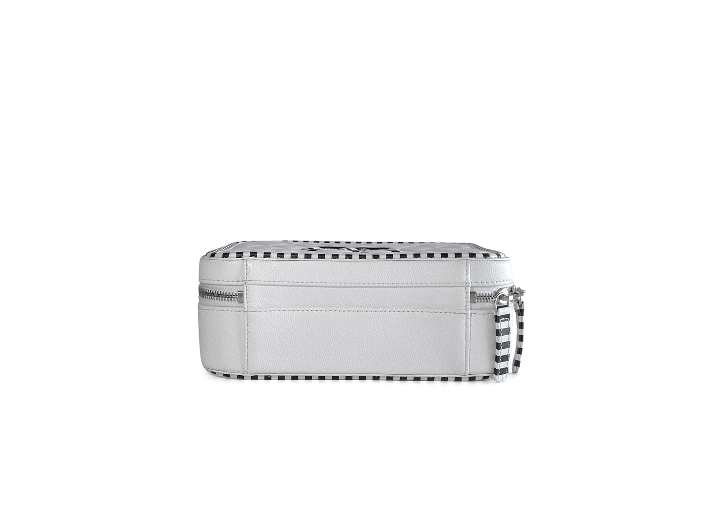 Chanel Filigree Caviar Camera Bag Medium White & Black Stripe