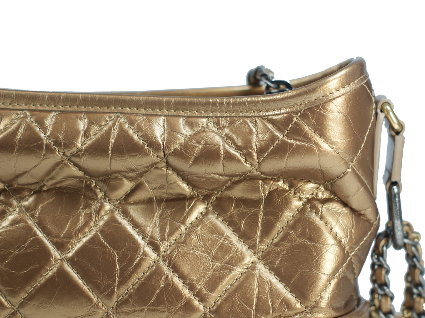 Chanel Gabrielle Aged Calf Skin Bronze Chain Bag Small