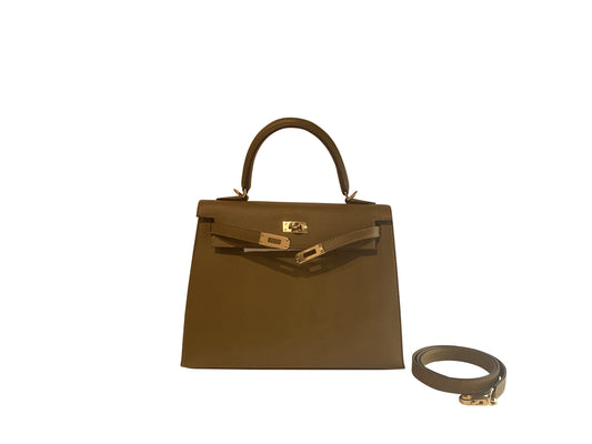 Hermes Kelly 25 Sellier Bronz U8 Madame Stamp Z