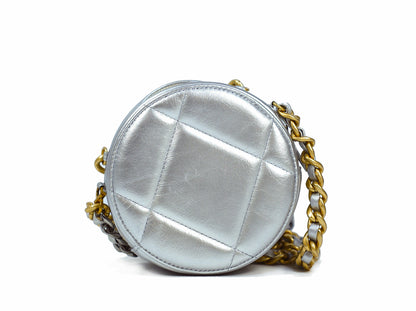 Chanel 19 Bag Round Chain Clutch Silver
